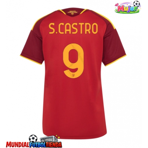 Camiseta AS Roma Santiago Castro #9 Primera Equipación Replica 2026-27 para mujer mangas cortas